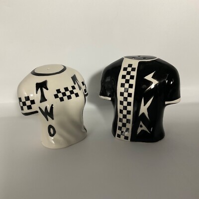 Ska and Two Tone salt and pepper shaker set.'His 'n' hers t shirt condiments.