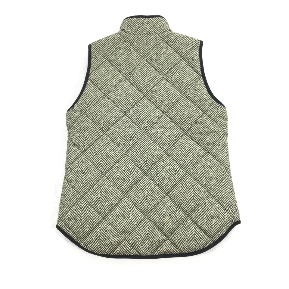 Chaleco acolchado con estampado de espiga J.Crew talla extra pequeño para mujer negro crema Foto 3 de 4