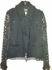 Chanel 09C VINTAGE NEW LESAGE TWEED LACE Beaded Sequin Jacket FR40 $7K