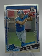 Sam Laporta 2023 Optic Silver Holo Prizm Rookie RC Card #237. rookie card picture