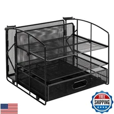 Amazon Basics Rectangular Desk Organizer 3 Tray w/Sliding Drawer and Hanging 