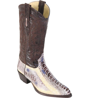 LOS ALTOS MEN NATURAL GENUINE OSTRICH LEG WESTERN COWBOY BOOT J-TOE (D) 990549