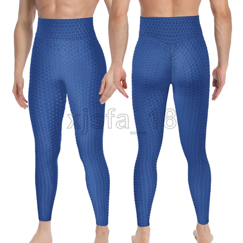 Men's Leggings Sports Gym Compression Pants Training Trousers Bubble Textured UK - Picture 17 of 30