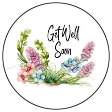 GET WELL SOON WILDFLOWERS ENVELOPE SEALS LABELS PARTY FAVORS STICKERS