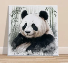 Watercolor and Pencil Sketch Panda 4d illustration Canvas Print  60x60 cm/24x24"