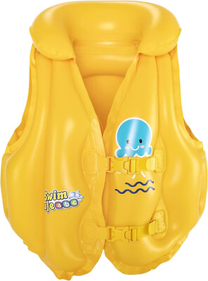 Bestway Kinder Schwimmweste aufblasbar Schwimmweste Auftrieb Schwimmhilfe 3-6 Jahre gelb