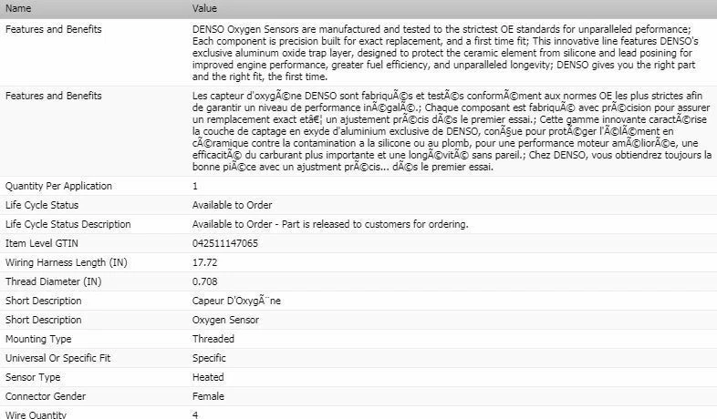 Sensor de oxígeno Denso aguas abajo para 1999-2004 SUBARU FORESTER H4-2,5 L Foto 2 de 4