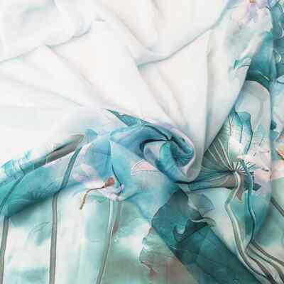 58'' Wide By Yard Lotus Floral Chiffon Gauze Fabric Dress Dancing Stage  Material | eBay