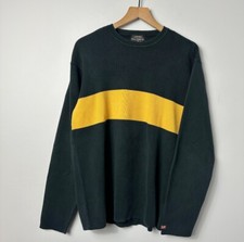 Vintage Ralph Lauren Polo Jeans CO Sweater Mens XL Black Yellow Knit Japan Flag