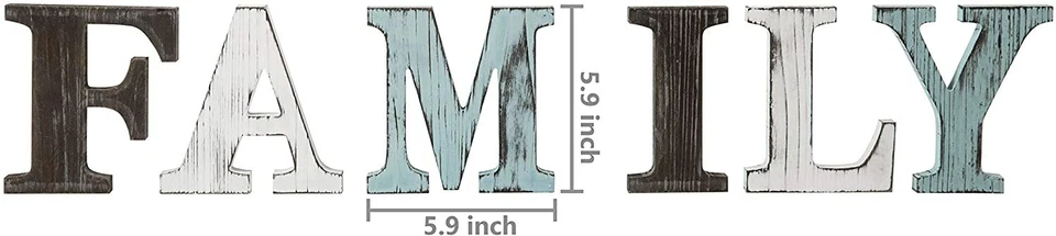 MyGift Rustic Multicolor Wood Tabletop Family Letters Sign - Image 4 of 4