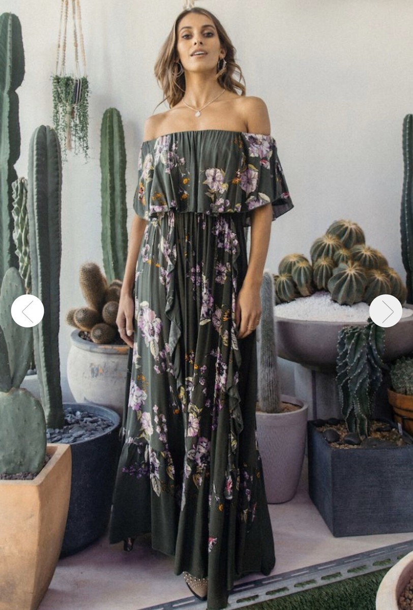 jaase green dress Jaase Emerald Carmen Maxi Dress Embroidered Boho Maxi Dress