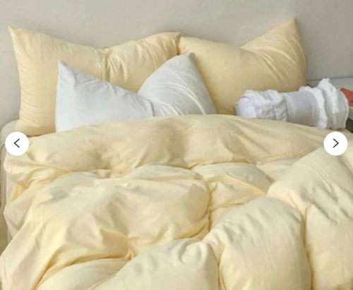 gelb Pastell Baumwolle Bettbezug, Steingewaschener Bettbezug, Queen Bettbett Set - Bild 1 von 3