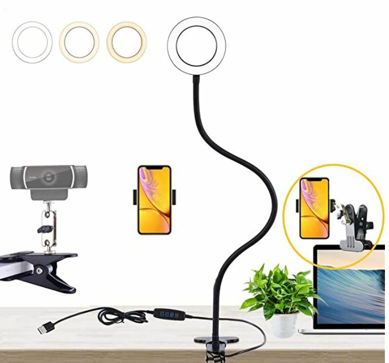 Ring Light, Webcam Mount Clamp with Phone Holder, for Laptop-image