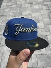 NEW ERA YORK YANKEES SCRIPT ROYAL METALLIC SILVER WS PATCH FITTED 5950 CAP WOW