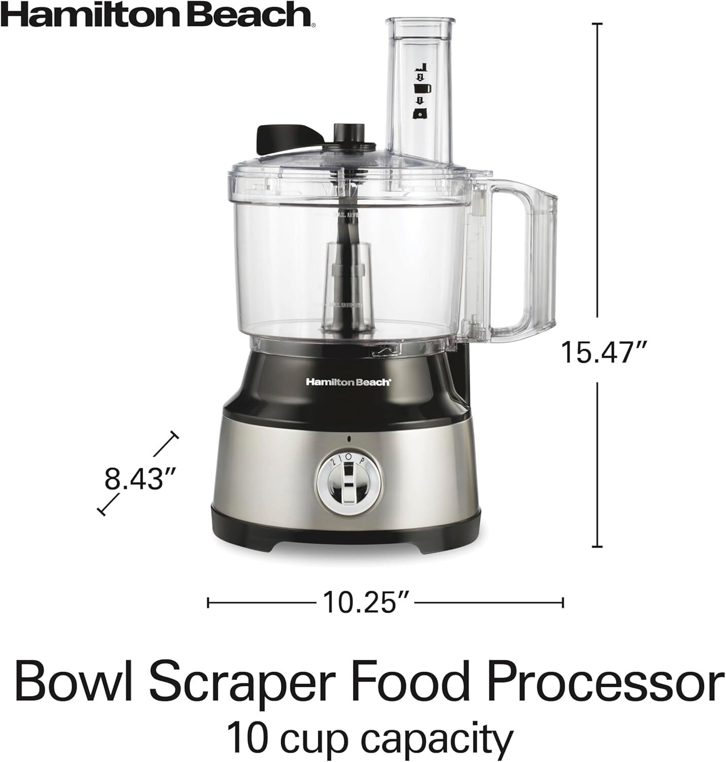 Food Processor and Vegetable Chopper, 10 Cup Capacity + Easy Clean Bowl Scraper