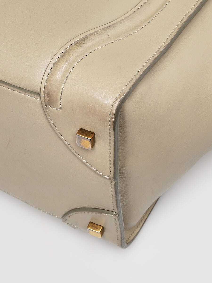 Celine Beige Smooth Calfskin Leather Mini Luggage Tote Bag