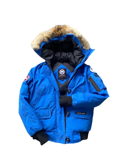 Veste Canada Goose Chilliwack bombardier femme PBI extra petite XS fourrure bleu authentique - Photo 1/9