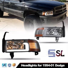 LED HeadLights/Tail Lights for 1994-01 Dodge Ram 1500 2500 3500 Pickup Black New