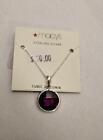 Purple Necklace Disk Cubic Zirconia Cz Pendant 18" Sterling 925 $70