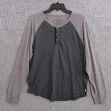 Lucky Brand Shirt Men's Large Long Sleeve Henley Button up Gray
