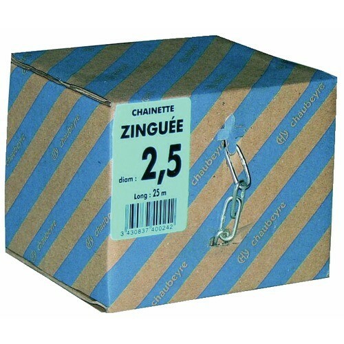 Chaîne droite maillons longs en acier zingué 28x7mm Chaubeyre pour amarrage et levage léger