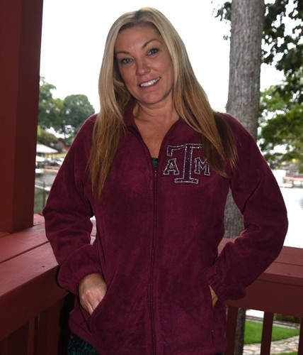 Texas A & M rhinestone glitter bling fleece jacket XS S M L XL 2X 3X licensed - Picture 10 of 11