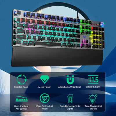AUAL F2088 Mechanical Keyboard 108 Keys USB Wired Gaming Keyboard RGB Backlit