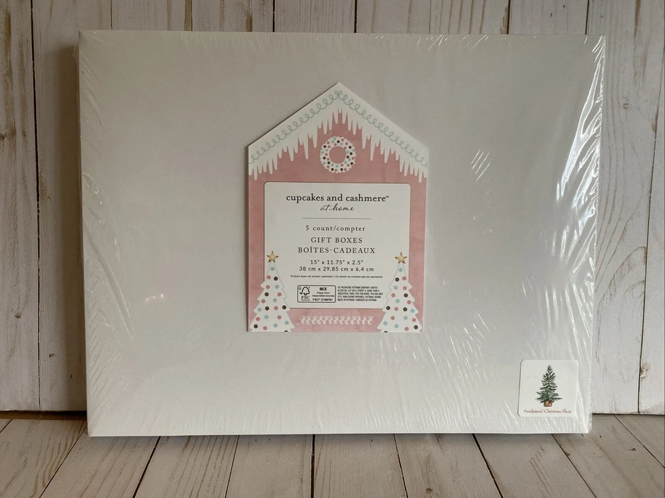 Juego de 5 cajas de cupcakes y cachemir de lámina de plata copos de nieve rosa azul blanco nuevo Foto 3 de 4