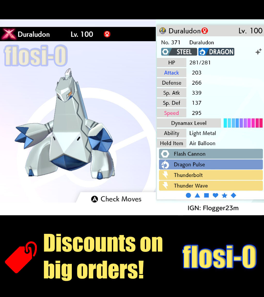 6IV Ultra Shiny Duraludon Gigantamax Pokemon Sword and Shield (Square Shiny)