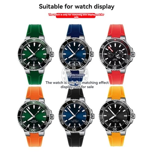 Bracelet de montre en caoutchouc silicone coloré bracelet convexe broche boucle fermoir acier hommes - Photo 9/34