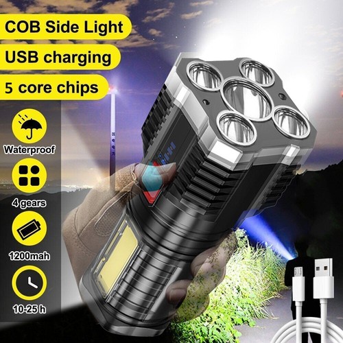Linterna LED alta potencia 12000000LM con antorcha súper brillante lámpara recargable USB | eBay