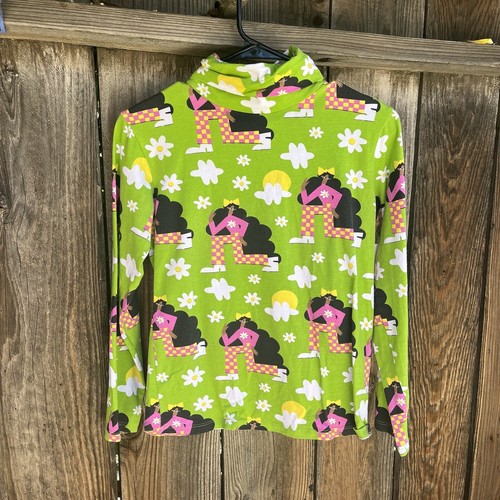 🥝🌸 Nooworks green abstract art long sleeve turtleneck top Size Medium - Picture 4 of 8