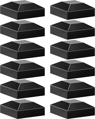 #ad Aluminum Fence Post Caps 2quot; X 2quot; Black 12 Pcs Pressure Fit Cover $42.99