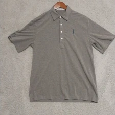 Criquet Organic Cotton Polo Shirt Mens Medium Grey Short Sleeve YMBL Classic
