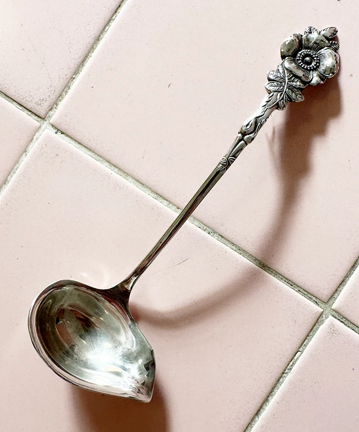 Small Silverplate Cream Ladle Reed & Barton Harlequin 1964 Wild Rose