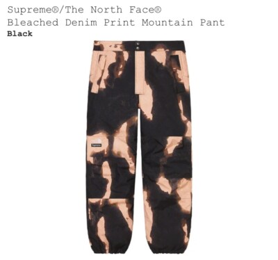 最終値下げ　The North Face Supreme ブリーチドデニム New Supreme® x The North Face® Bleached Denim Print Mountain Pant