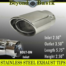 Stainless Steel Exhaust Pipe Muffler Tip Inlet 2.50 Oulet 3.50 Length 5.75 Stainless Steel Exhaust Pipe Muffler Tip Inlet 2.50 Oulet 3.50 Length 5.75