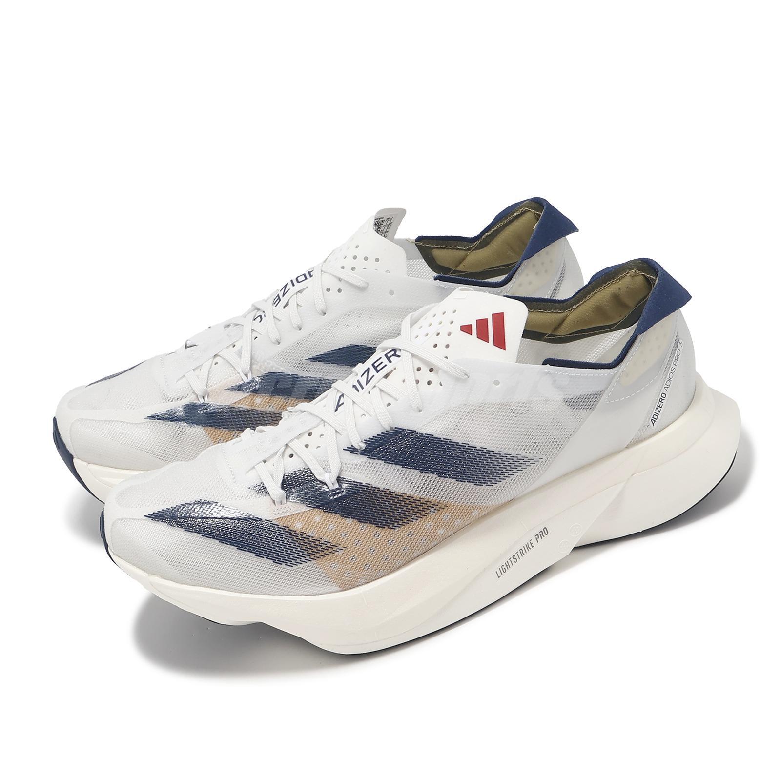 adidas Adizero Adios PRO 3 M Белые темно-синие мужские спортивные кроссовки IG6438