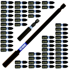 52 PZ2 Impact Drill Driver Screwdriver Bits Set POZI Magnetic Impact Bit Holder
