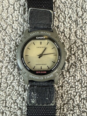 Casio Unisex Watch ABX-20 World Time Data Bank Gray Black 50m