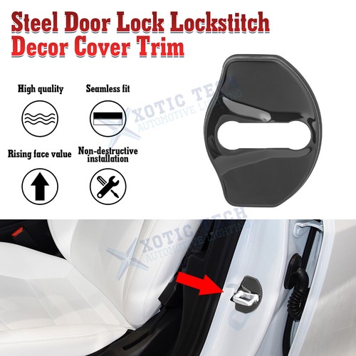 4PCS Black Door Lock Cover for Model 3 Y Car Door Guard Lock Tesla Accessories - Picture 3 of 10