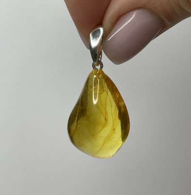Echter baltischer BERNSTEIN Stein ANHÄNGER.Cognac Bernstein PENDANT mit Sterling Silber 925