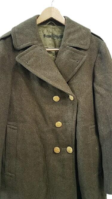 Men's 1940s WWII US Army Long Overcoat 36 R Vtg WW2 Wool Great N
