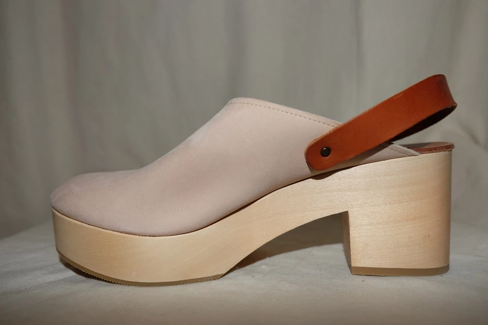 SESSÙN handgearbeitete Veloursleder Clogs mit Holzsohle EUR 41 beige - Bild 3 von 4