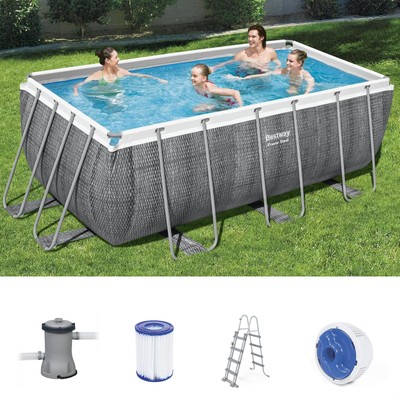 BESTWAY 56722 Power Steel Frame Pool Filteranlage Sicherheitsleiter 412x201x122