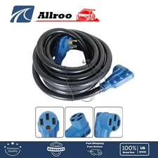 50A 25 Foot RV/EV Extension Cord NEMA 14-50P/R Heavy Duty Extension Cord W/ LED