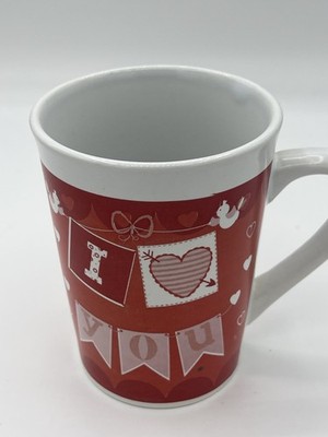 I Love You 15 Ounce Coffee Tea Mug Sweetest Valentine Day Red Pink with Hearts