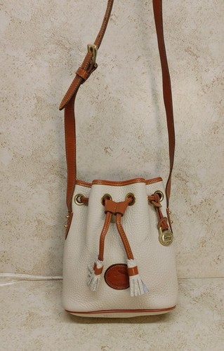Vintage Dooney & Bourke Bucket Bag mit Kordelzug AWL Knochen/Hellbraun klein - Bild 2 von 24