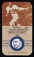 EMLEN TUNNELL -Z Stamp Series STAMP RELIC - NFL FOOTBALL HALL OF FAME 1967