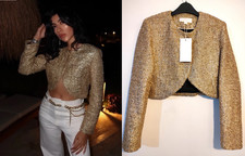 Giacca Zara cropped testurizzata con filo metallico oro dorato taglia S 9526/895